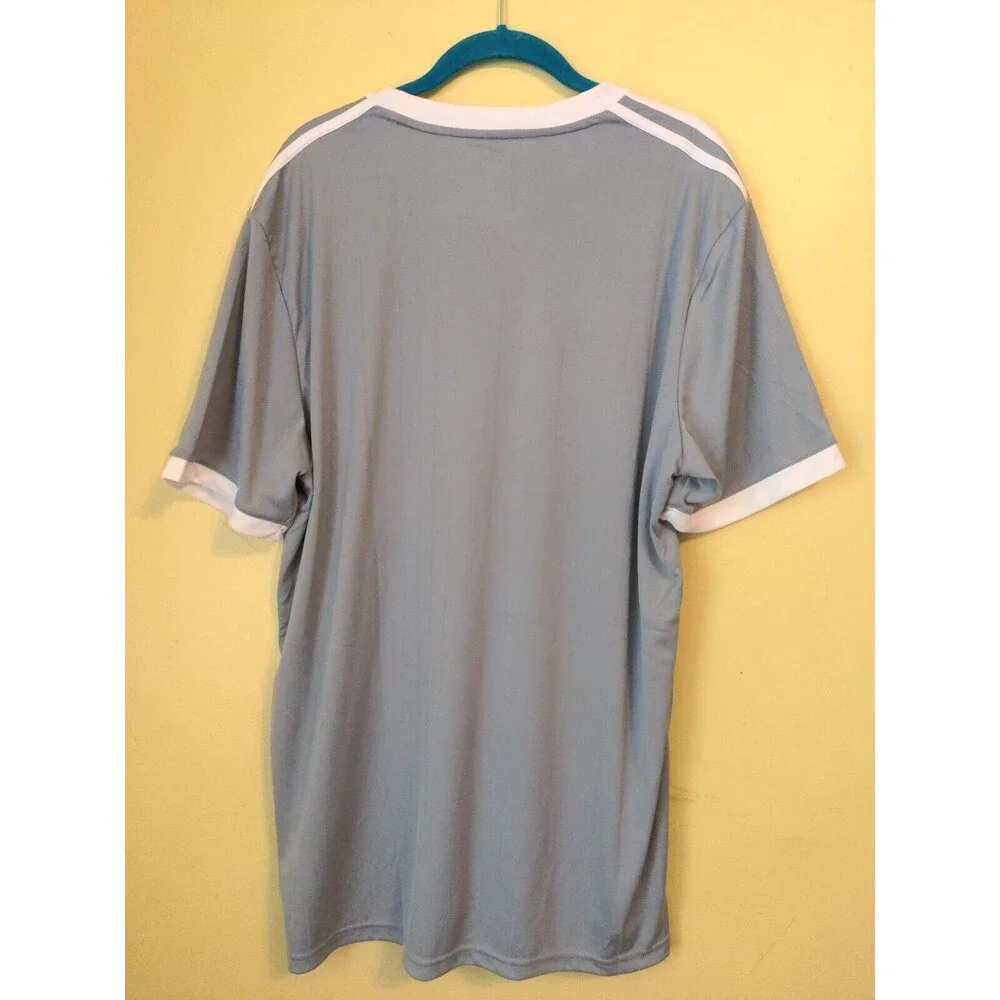 Adidas Climalite Soccer Style 3 Stripe Shirt Jersey Men's Size XL Grey Pinstripe